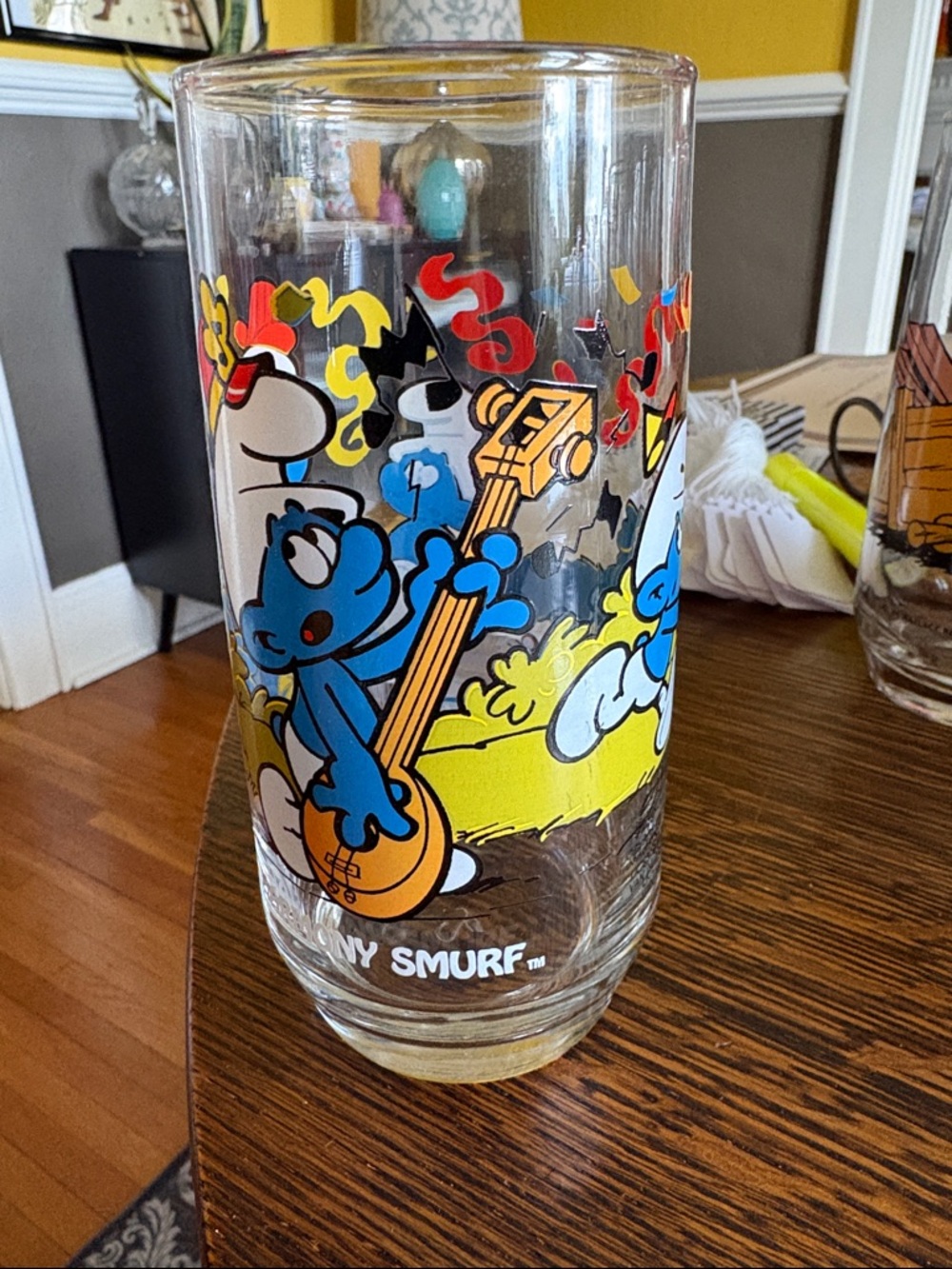 The Smurfs Vintage Glass Tumbler - Harmony Smurf